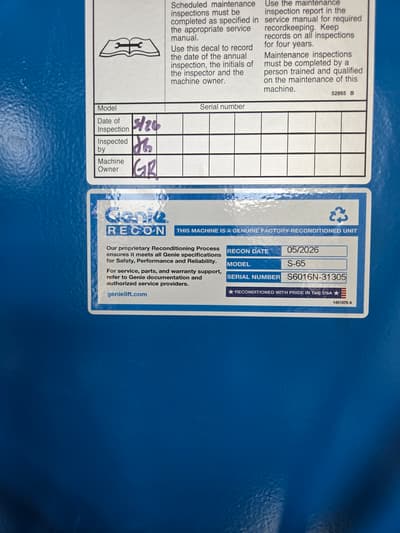 2026 Genie S-65 Man-Lift  ONLY 43 hrs - Image 9