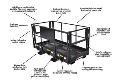 Haugen MWP 4x116 4'x9'8" Work Platform for Telehandlers with End Fork Slots - Image 2